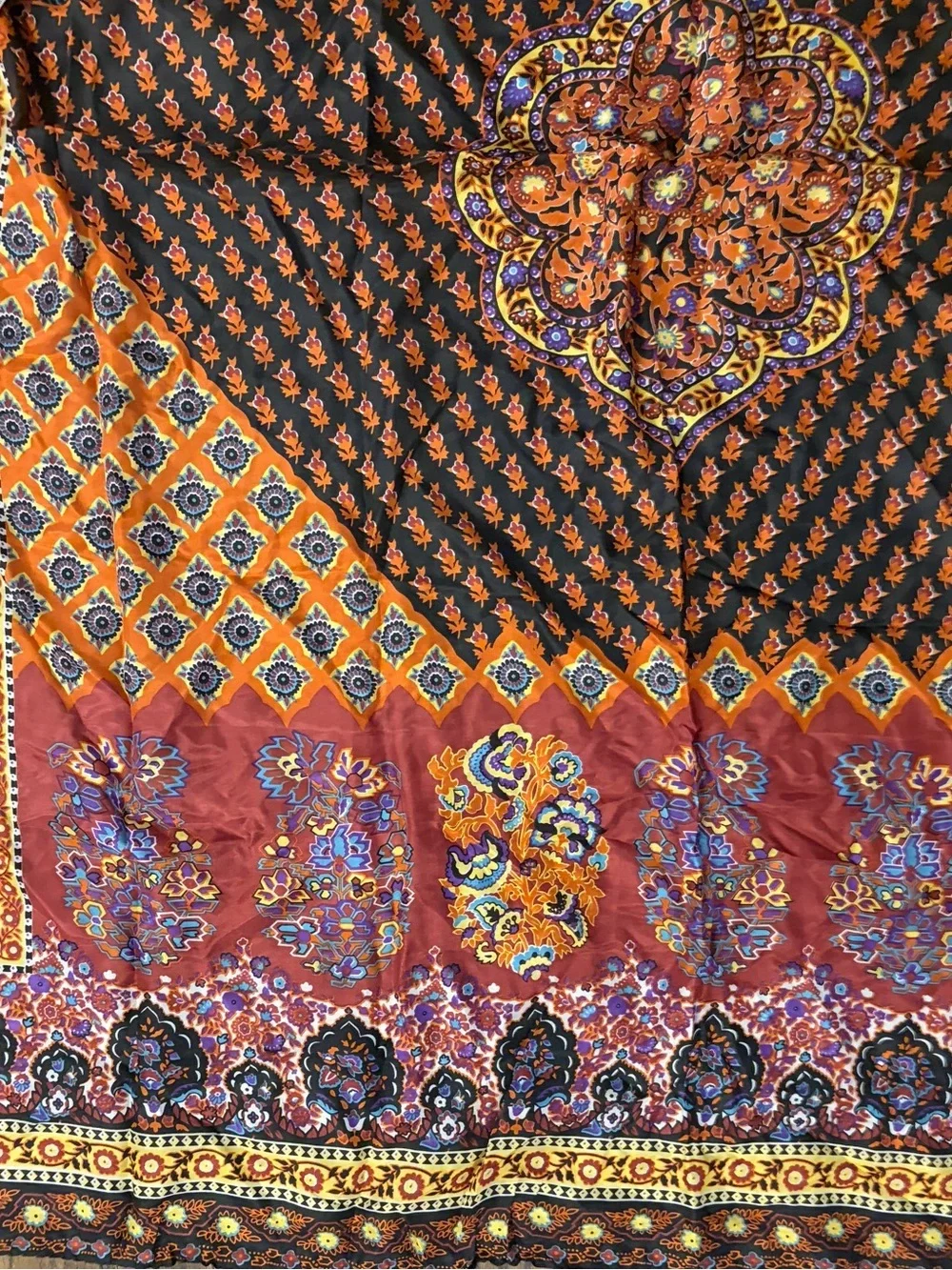 Zara Multicolor Bohemian Print Square Scarf - 45” square